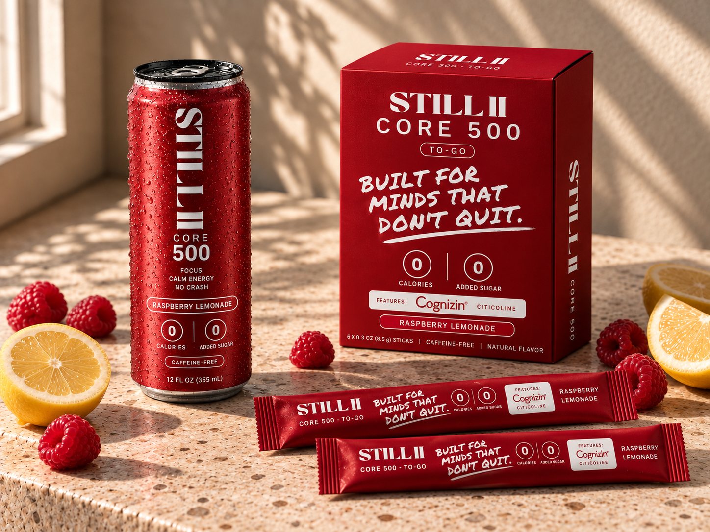 STILL CORE 500 Raspberry Lemonade can and To-Go stick box